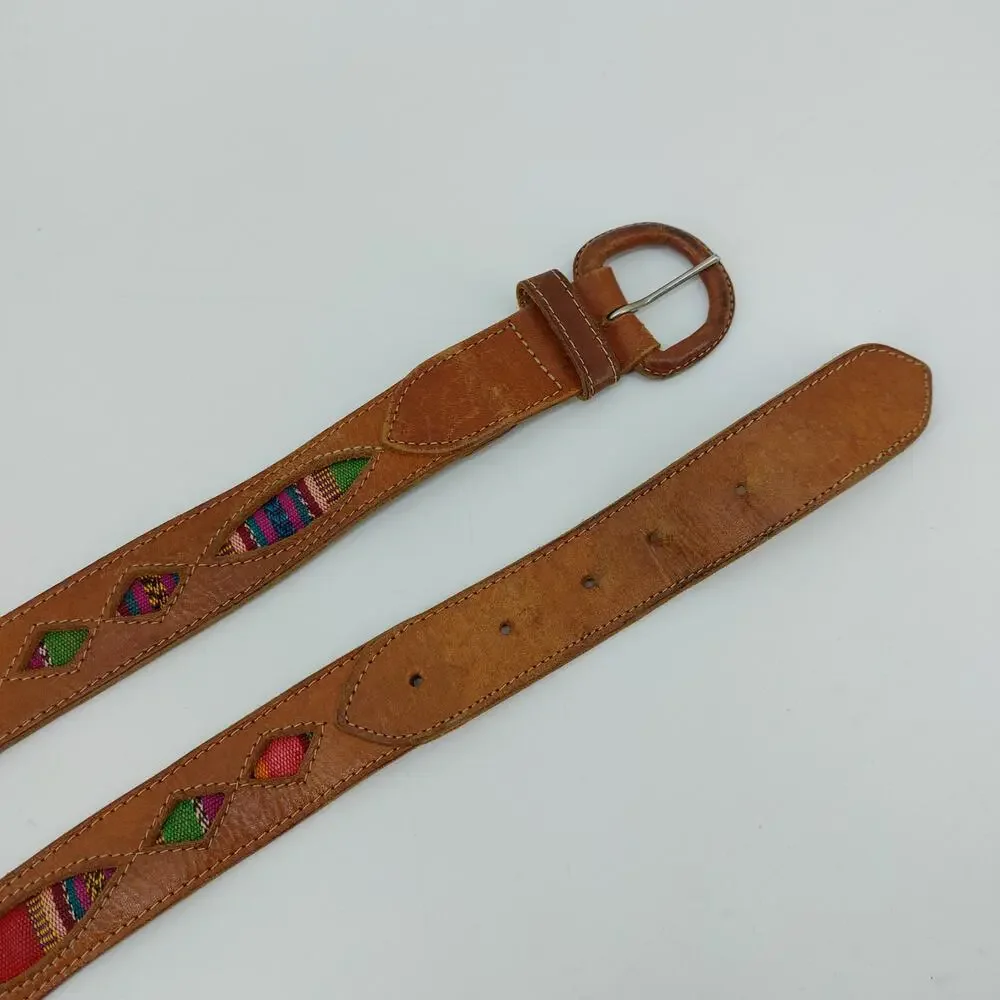 Women's Hand Woven Guatemalan Leather Belt Size Medium
